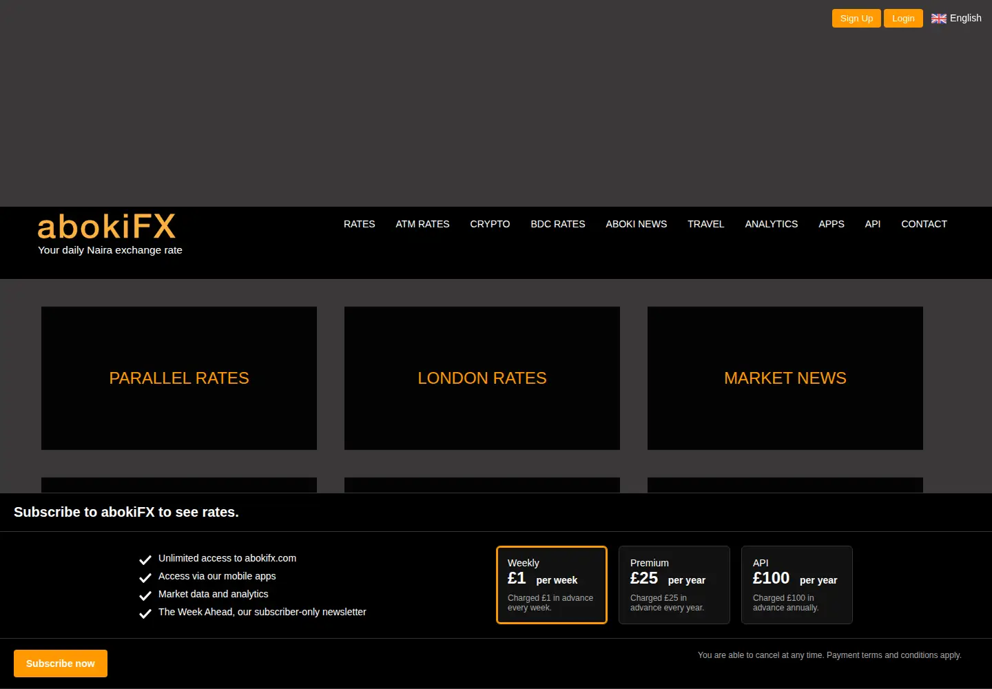 Screenshot of abokifx.com