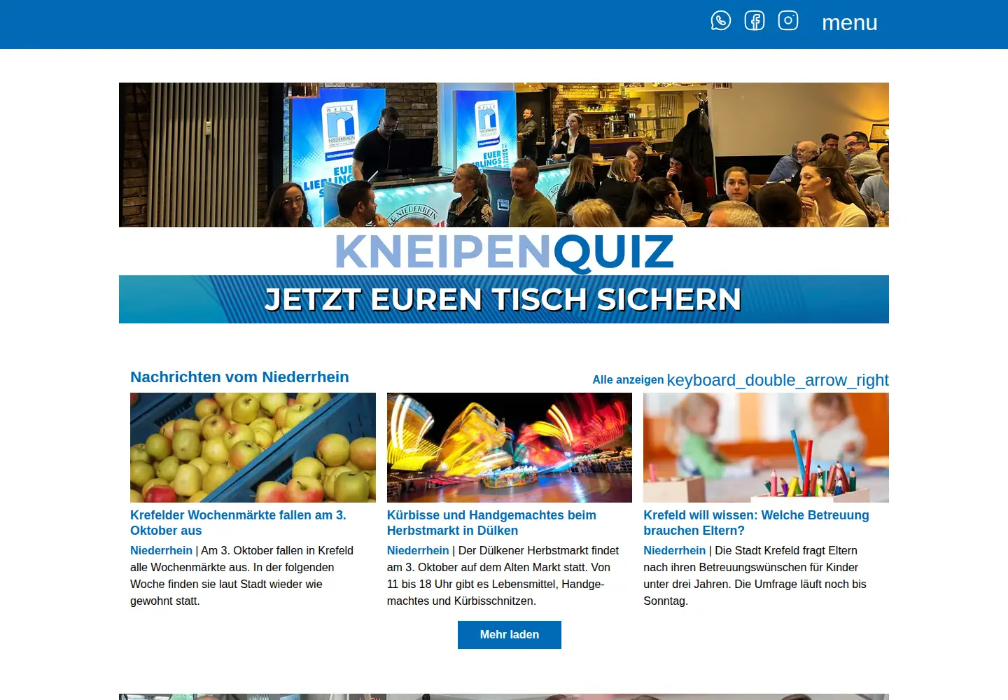 Captured homepage of welleniederrhein.de in the current scan