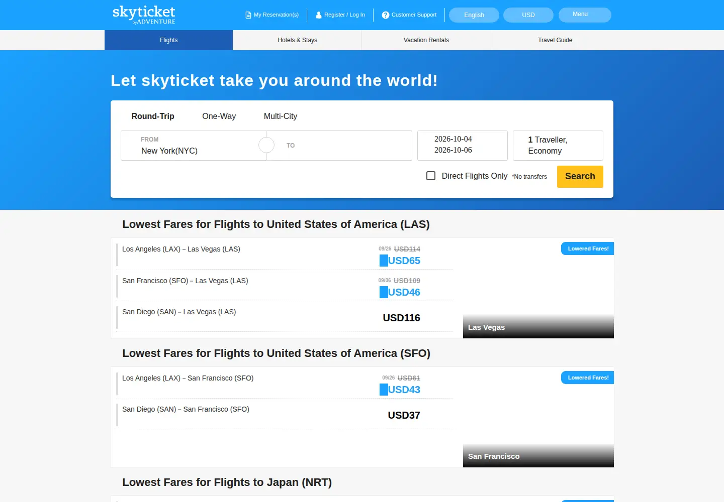 Screenshot of skyticket.com
