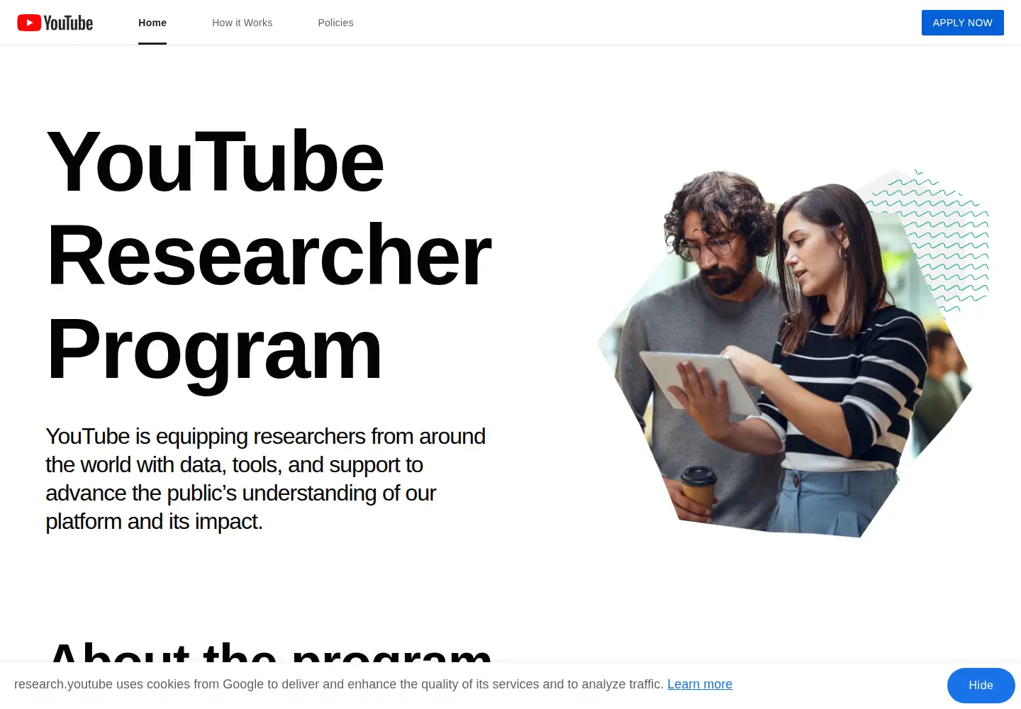 Screenshot of research.youtube