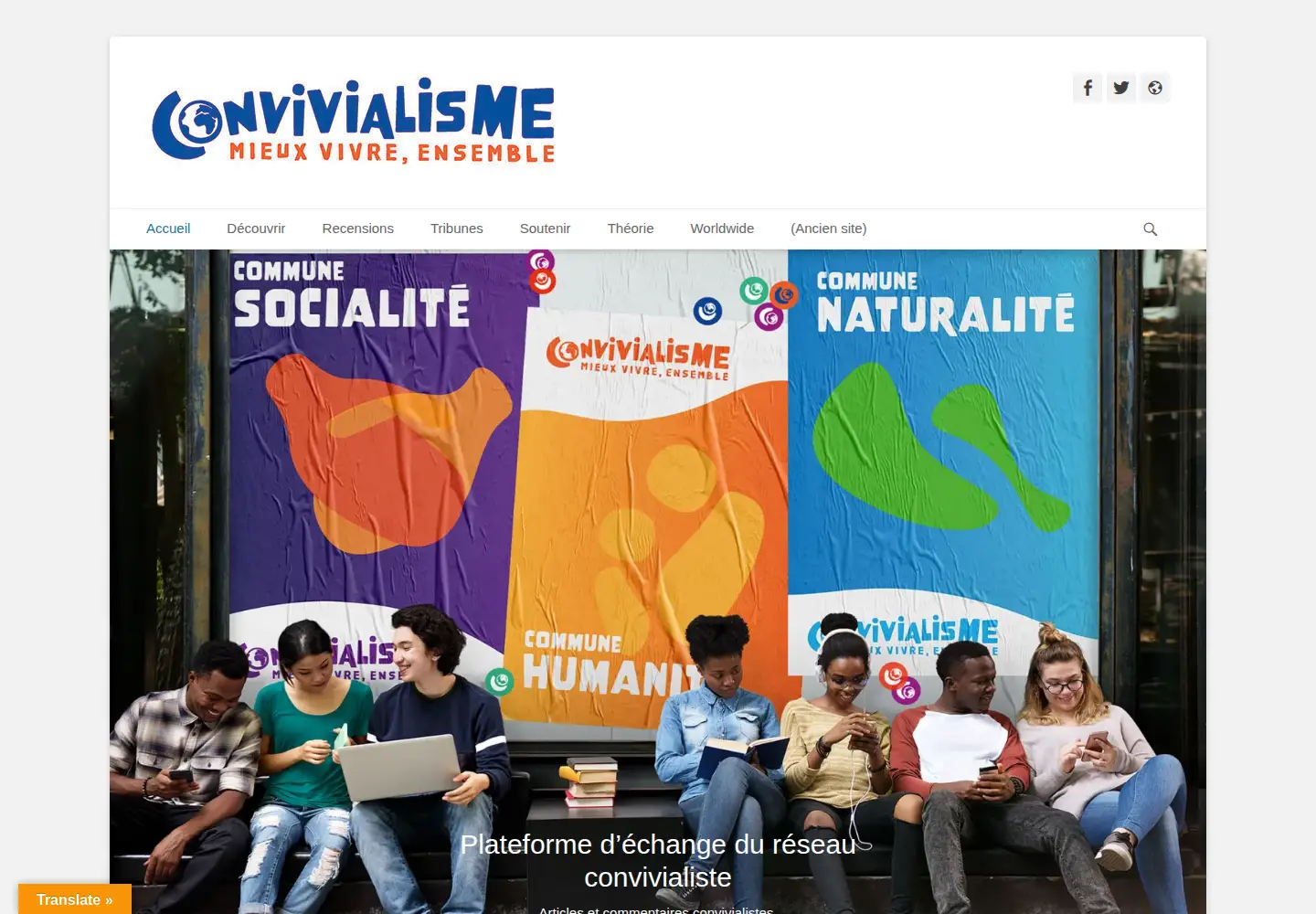 Captured homepage of convivialisme.org in the current scan
