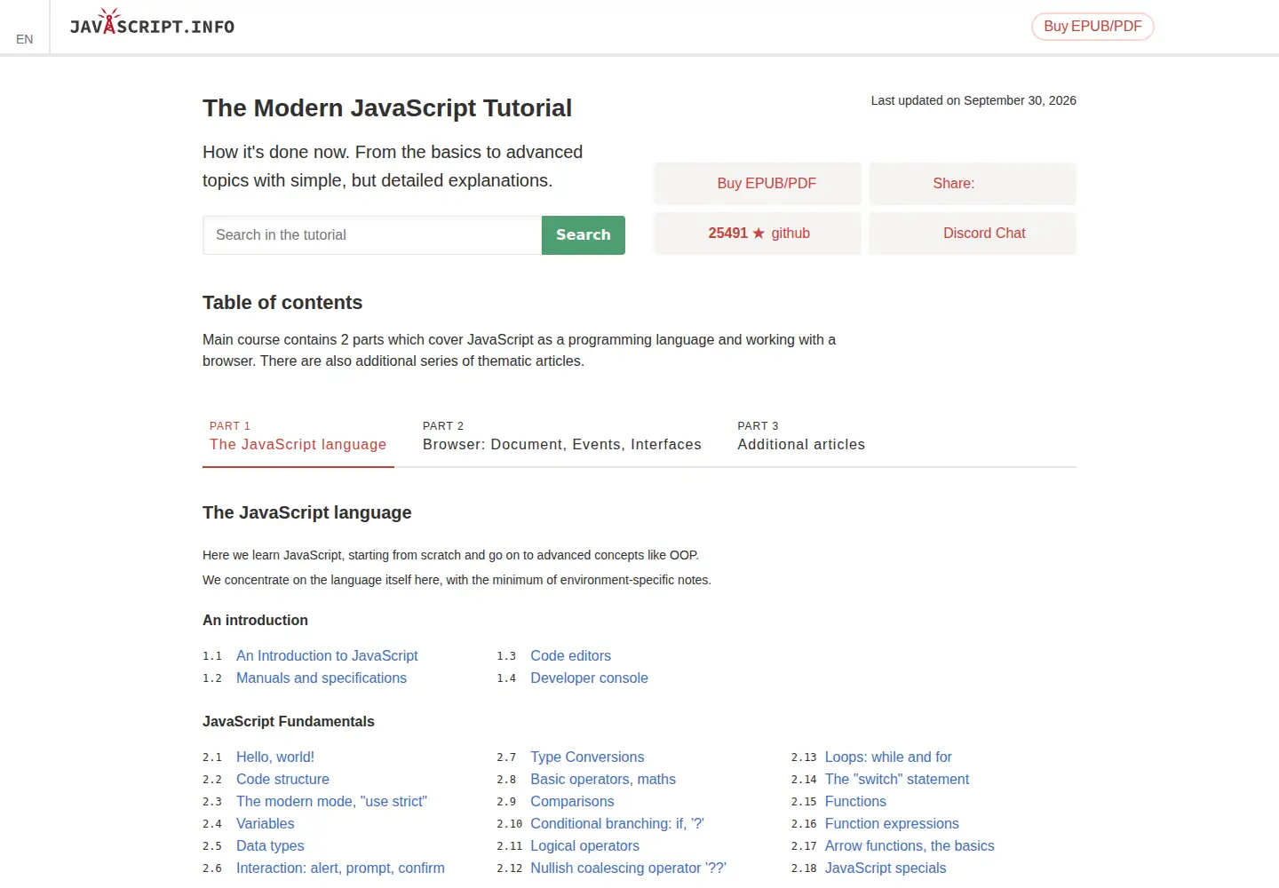 Screenshot of javascript.info