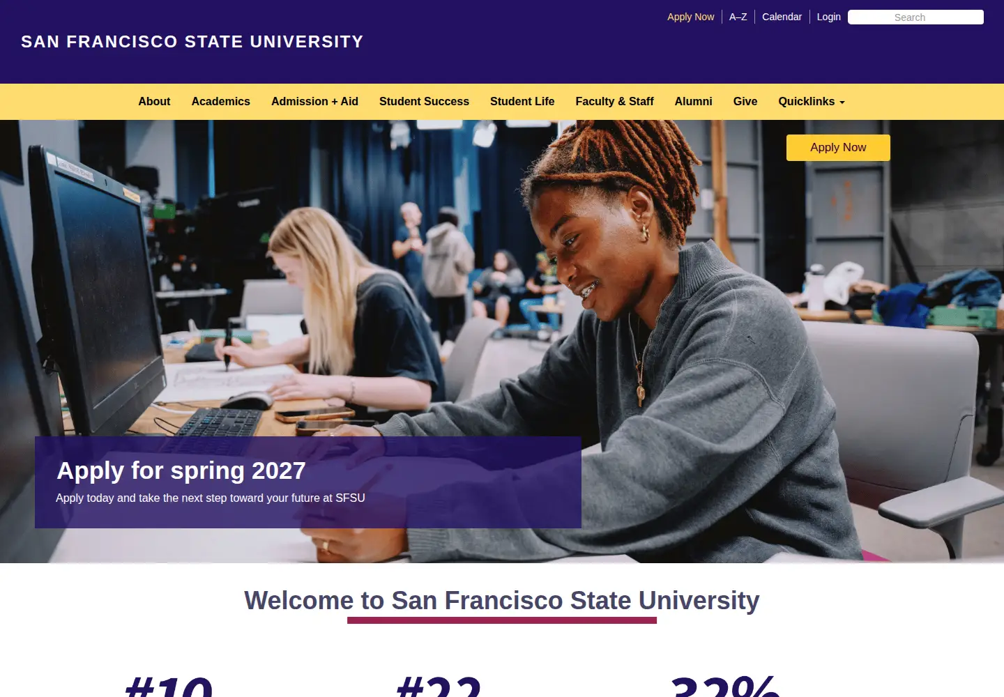 Screenshot of sfsu.edu