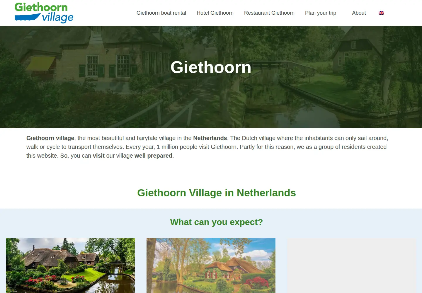 Screenshot of giethoornvillage.com