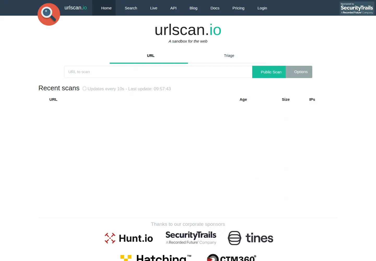Screenshot of urlscan.io