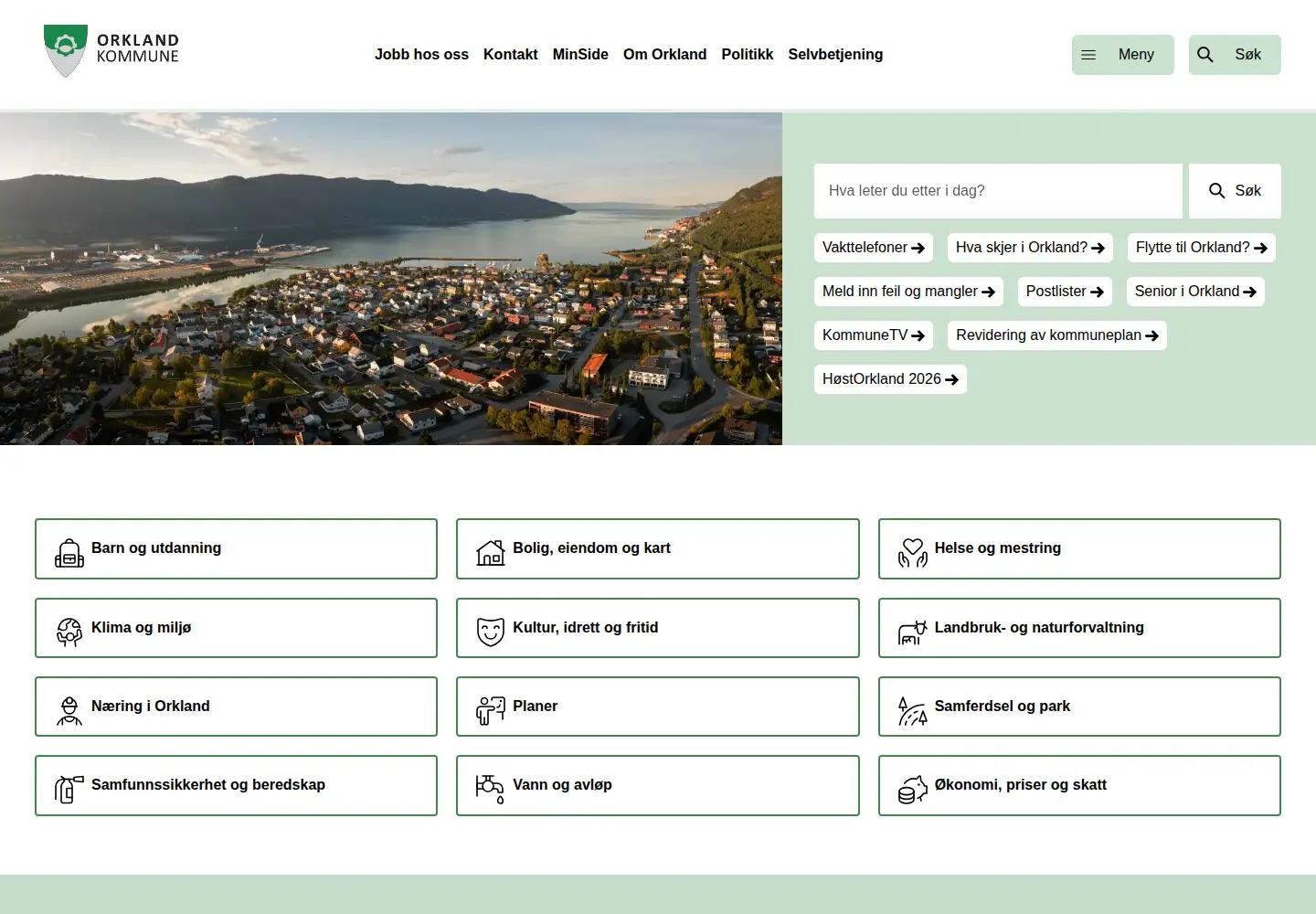 Screenshot of orkland.kommune.no