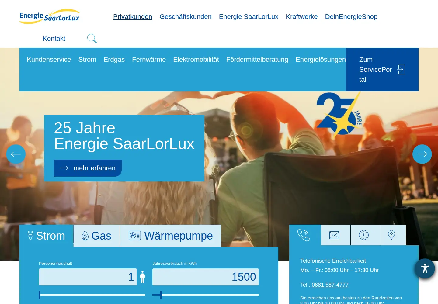 Captured homepage of energie-saarlorlux.com in the current scan