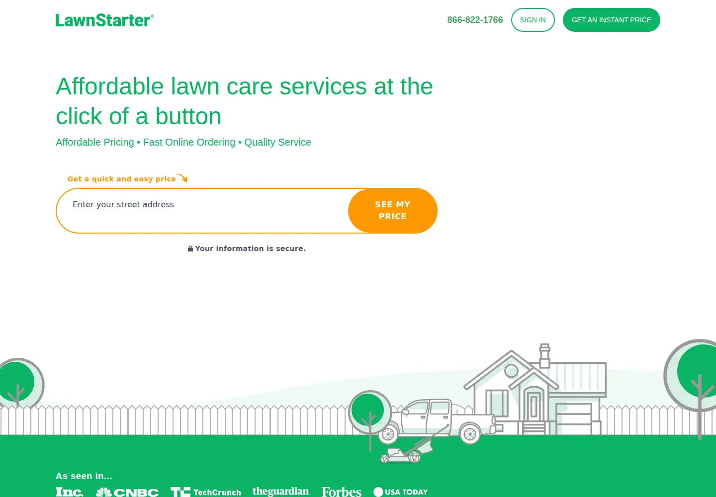Captured homepage of lawnstarter.com in the current scan