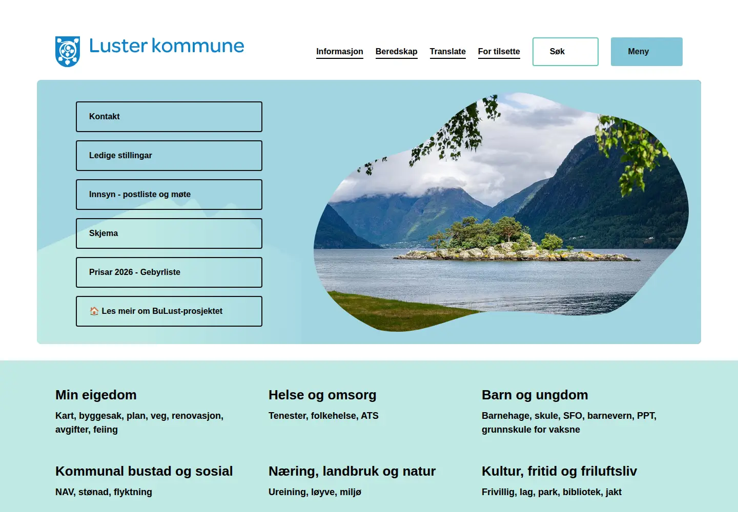 Screenshot of luster.kommune.no