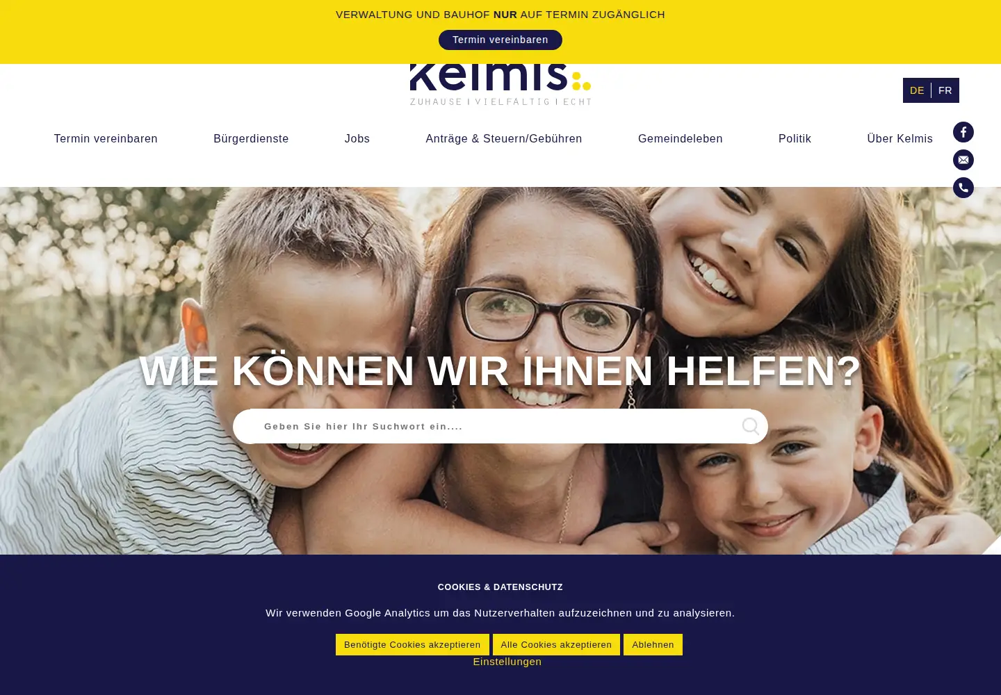 Captured homepage of kelmis.be in the current scan