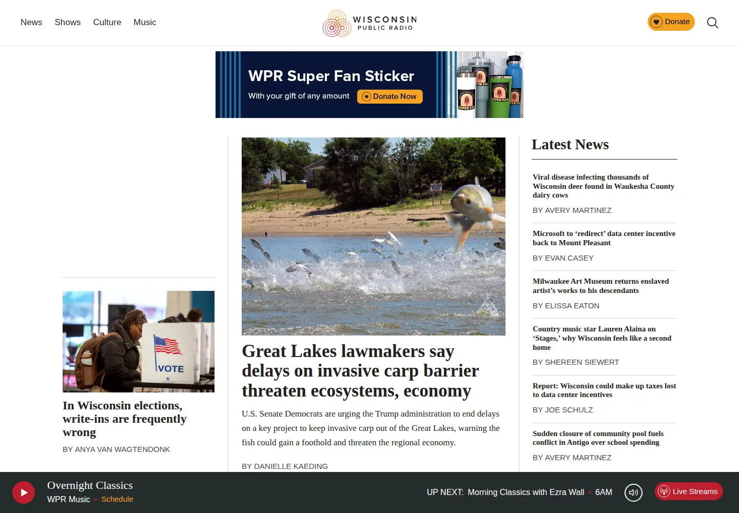 Screenshot of wpr.org