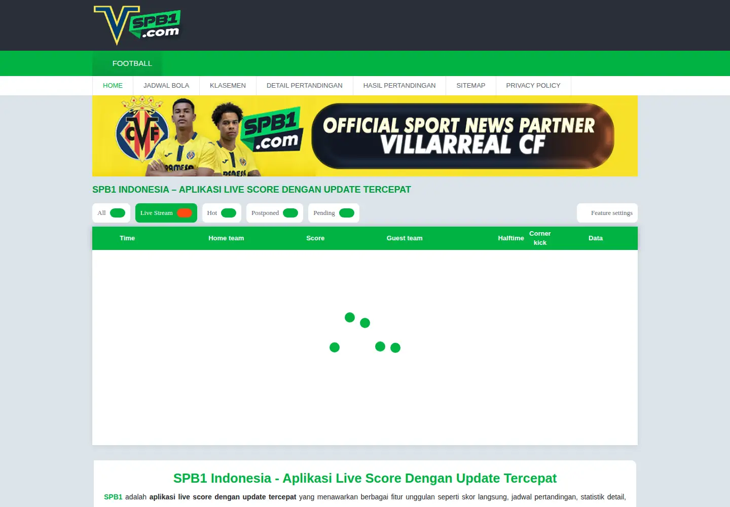 Captured homepage of spb1.org in the current scan
