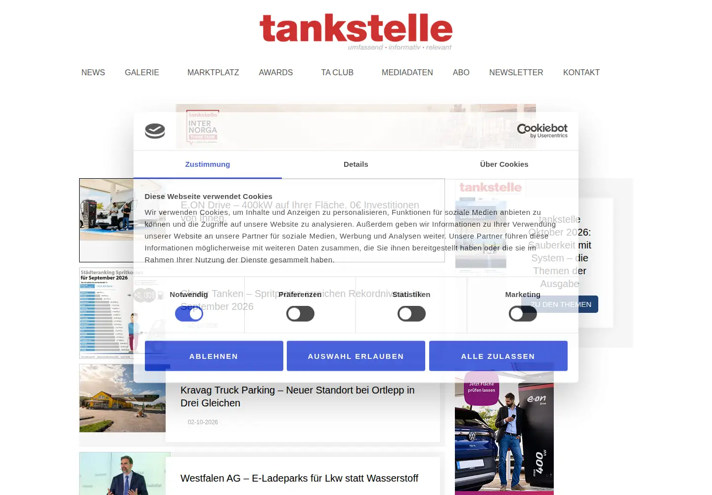 Screenshot of tankstelle-magazin.de
