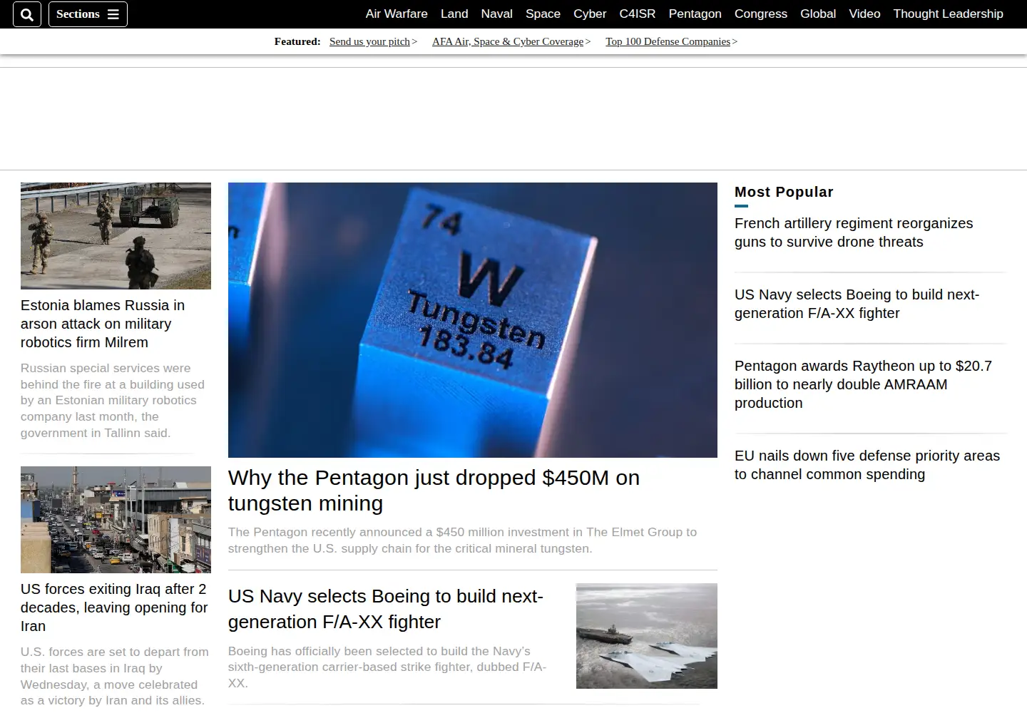 Screenshot of defensenews.com