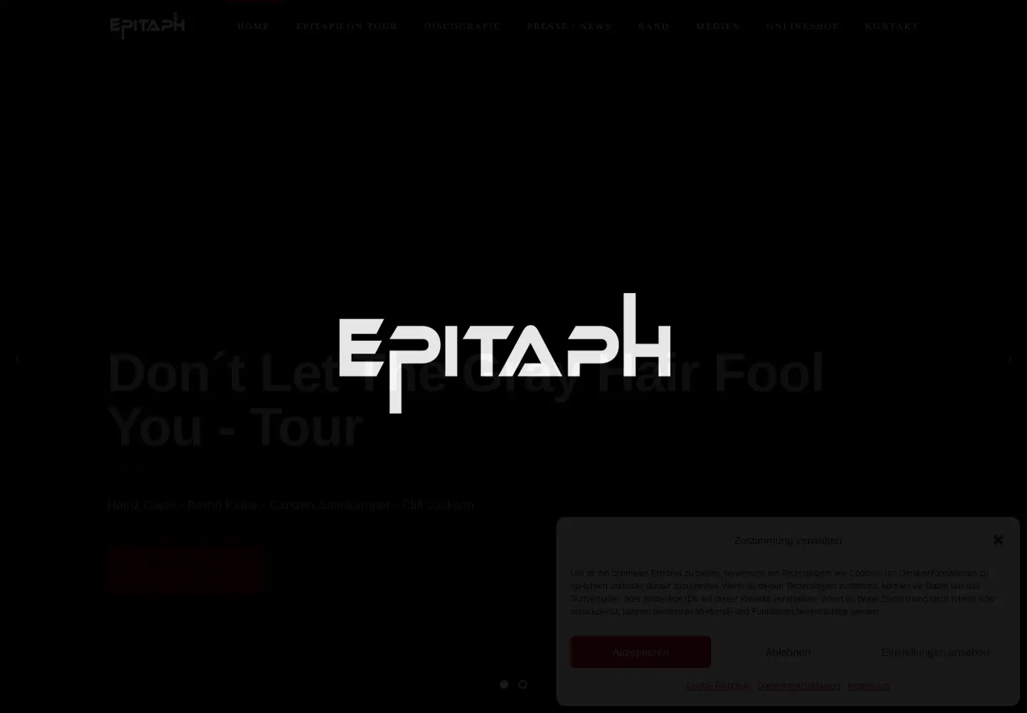 Captured homepage of epitaph-band.de in the current scan