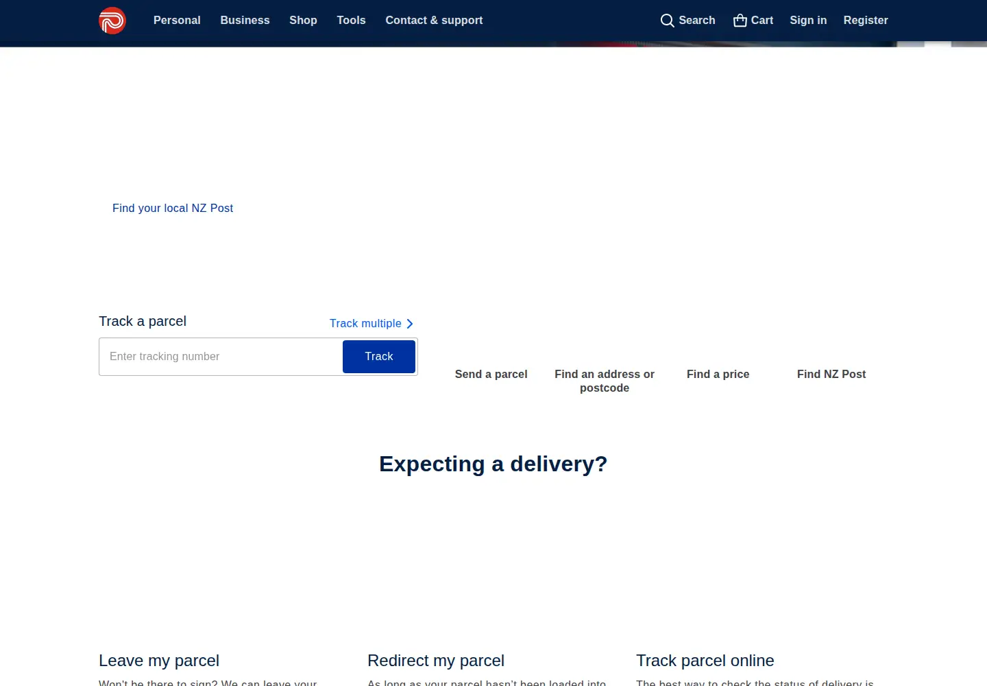 Screenshot of nzpost.co.nz