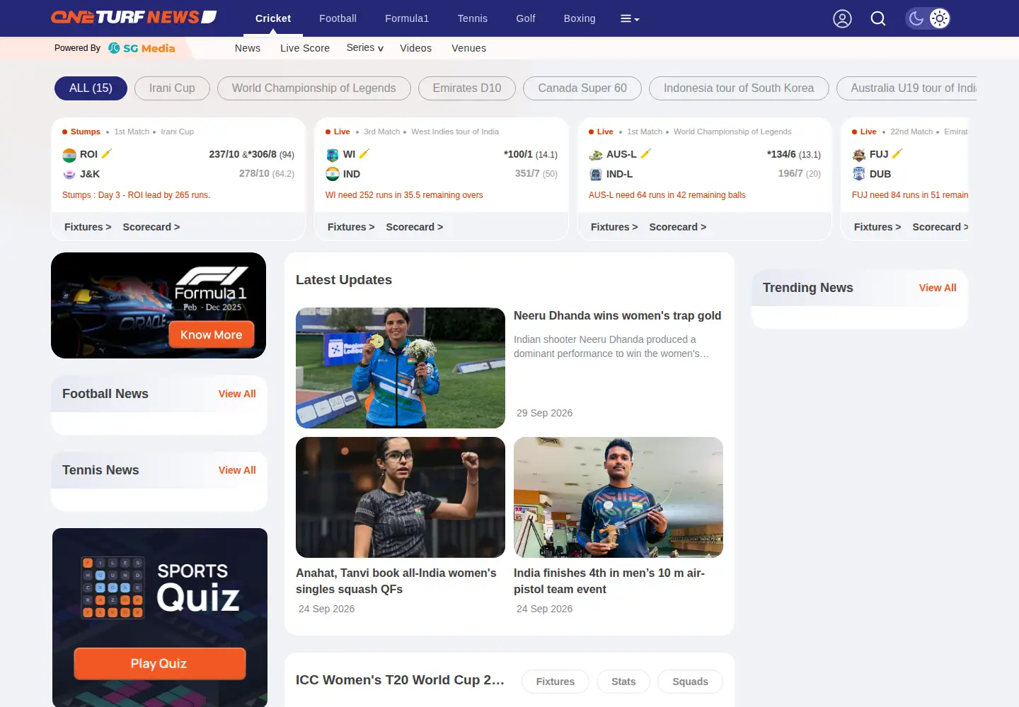 Screenshot of oneturf.news