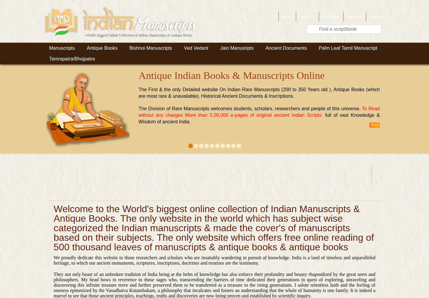 Screenshot of indianmanuscripts.com