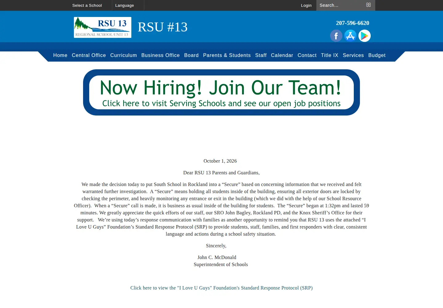Screenshot of rsu13.org