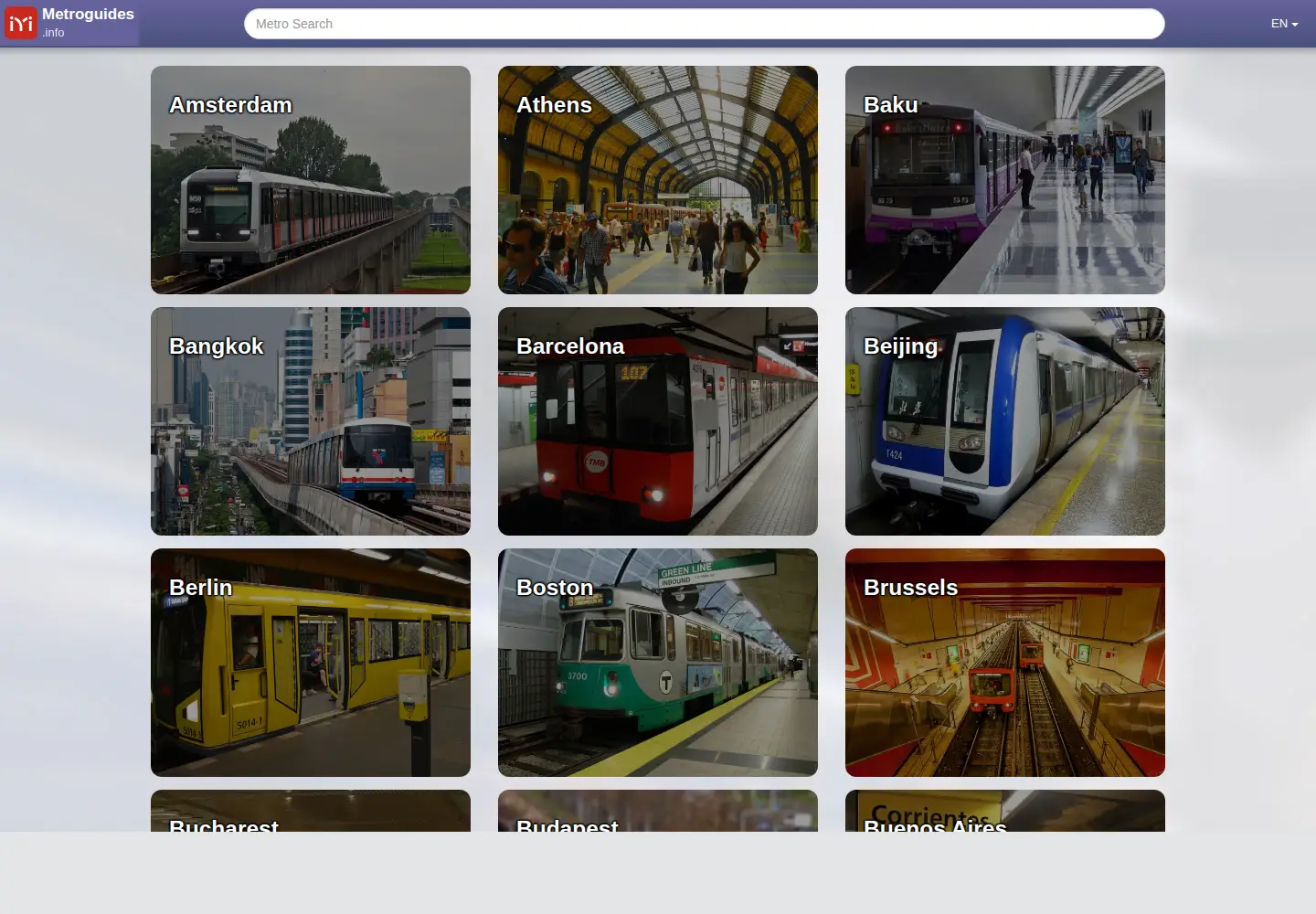 Screenshot of metroguides.info