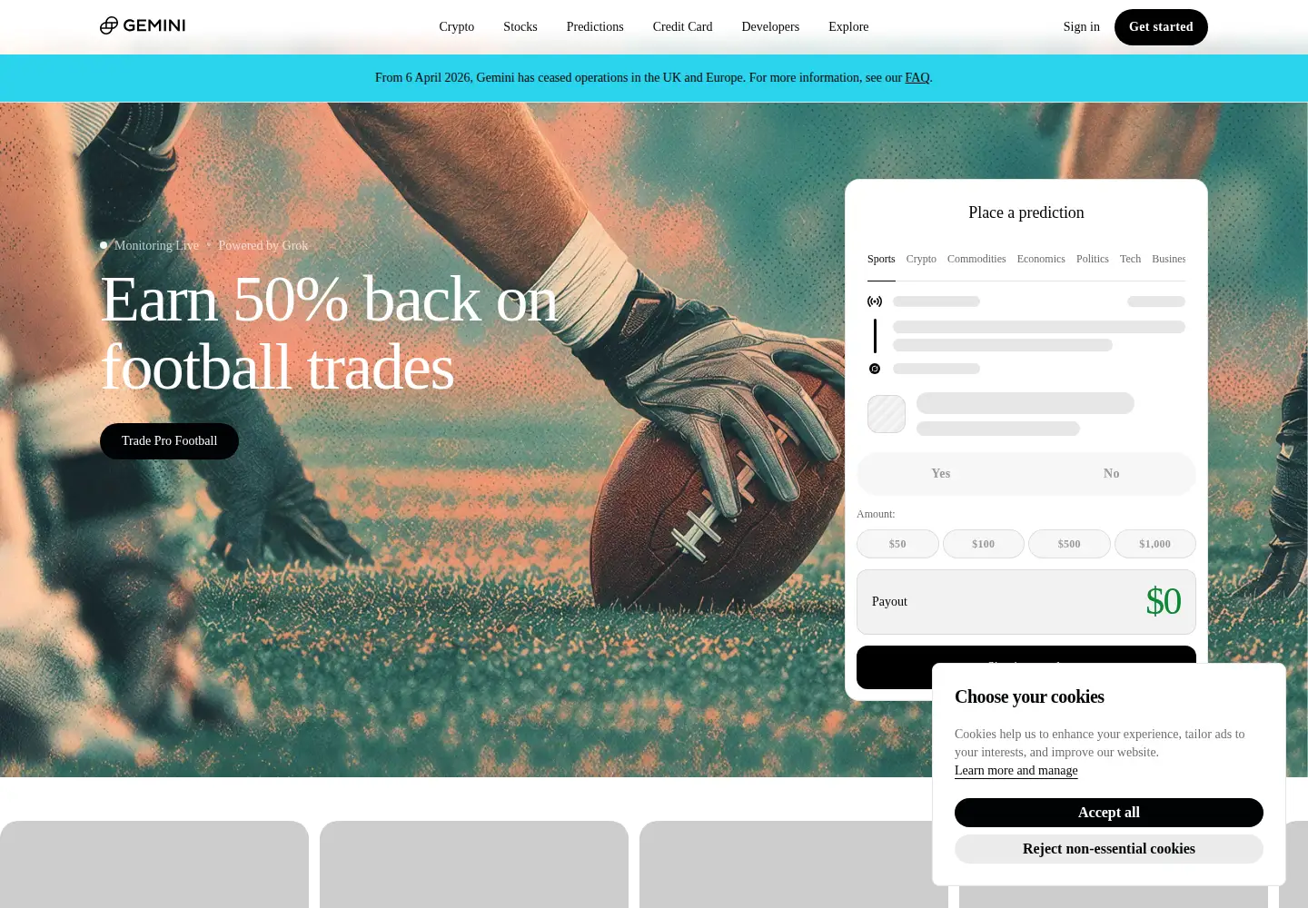 Screenshot of gemini.com