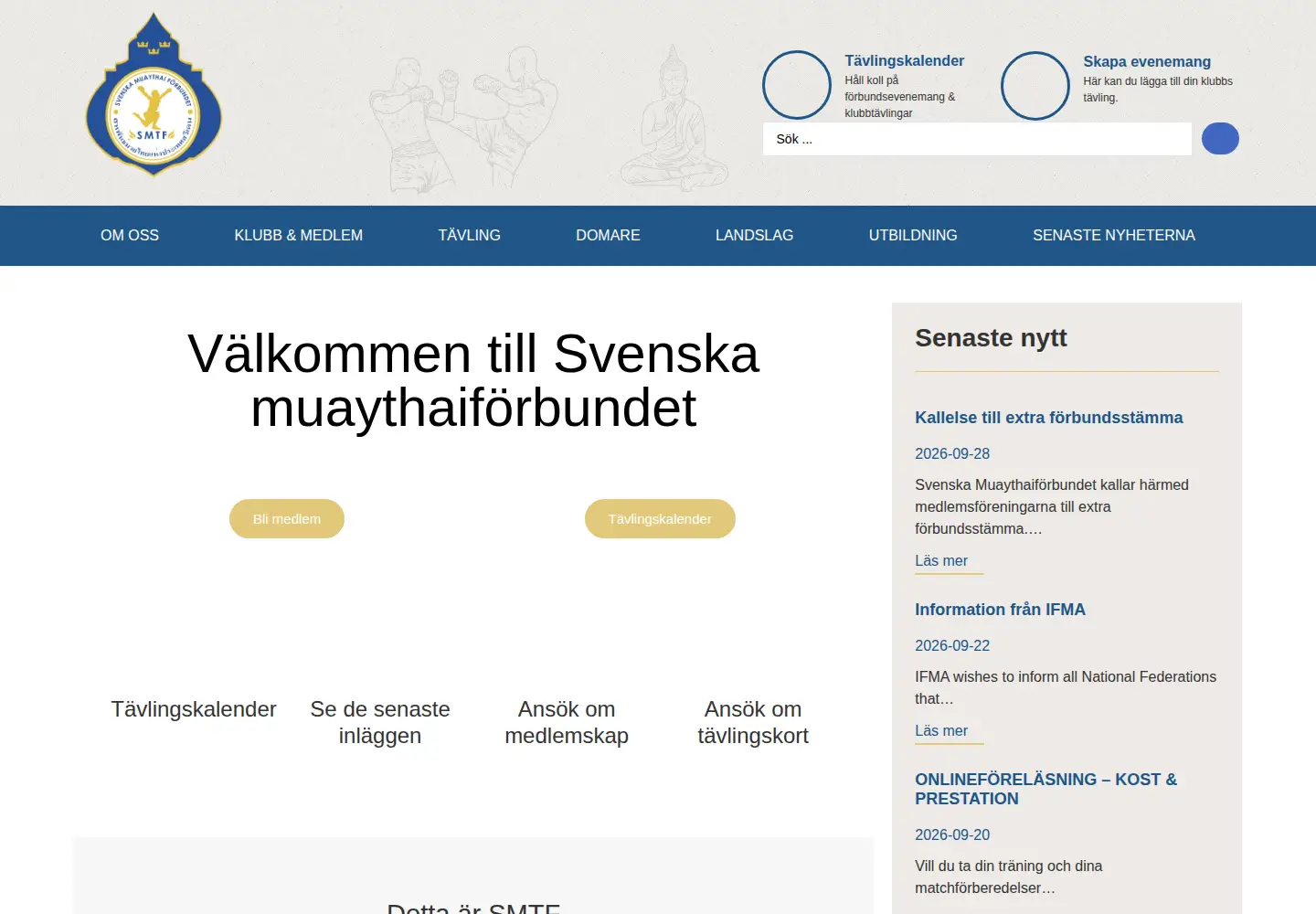 Captured homepage of muaythai.se in the current scan