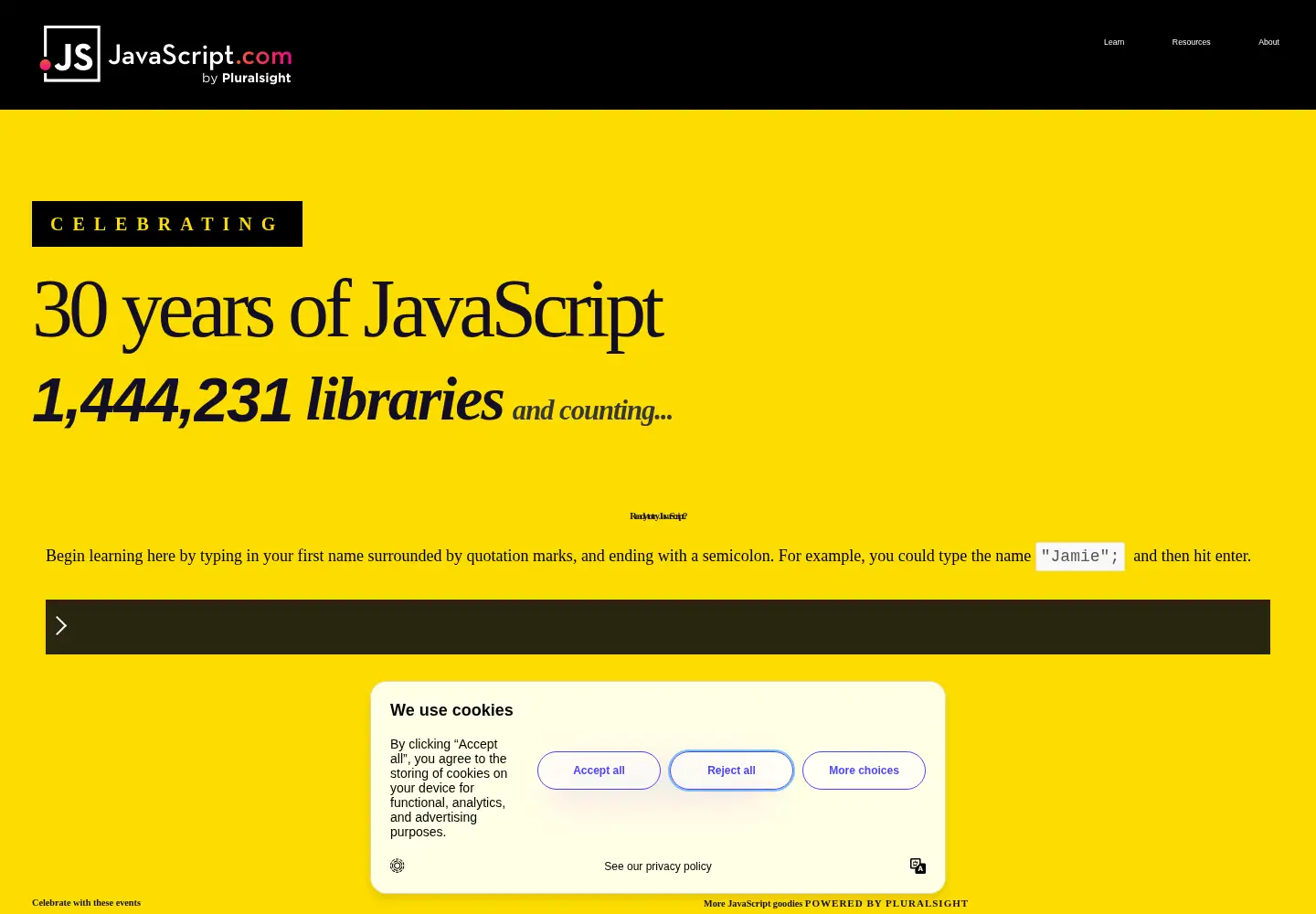 Screenshot of javascript.com