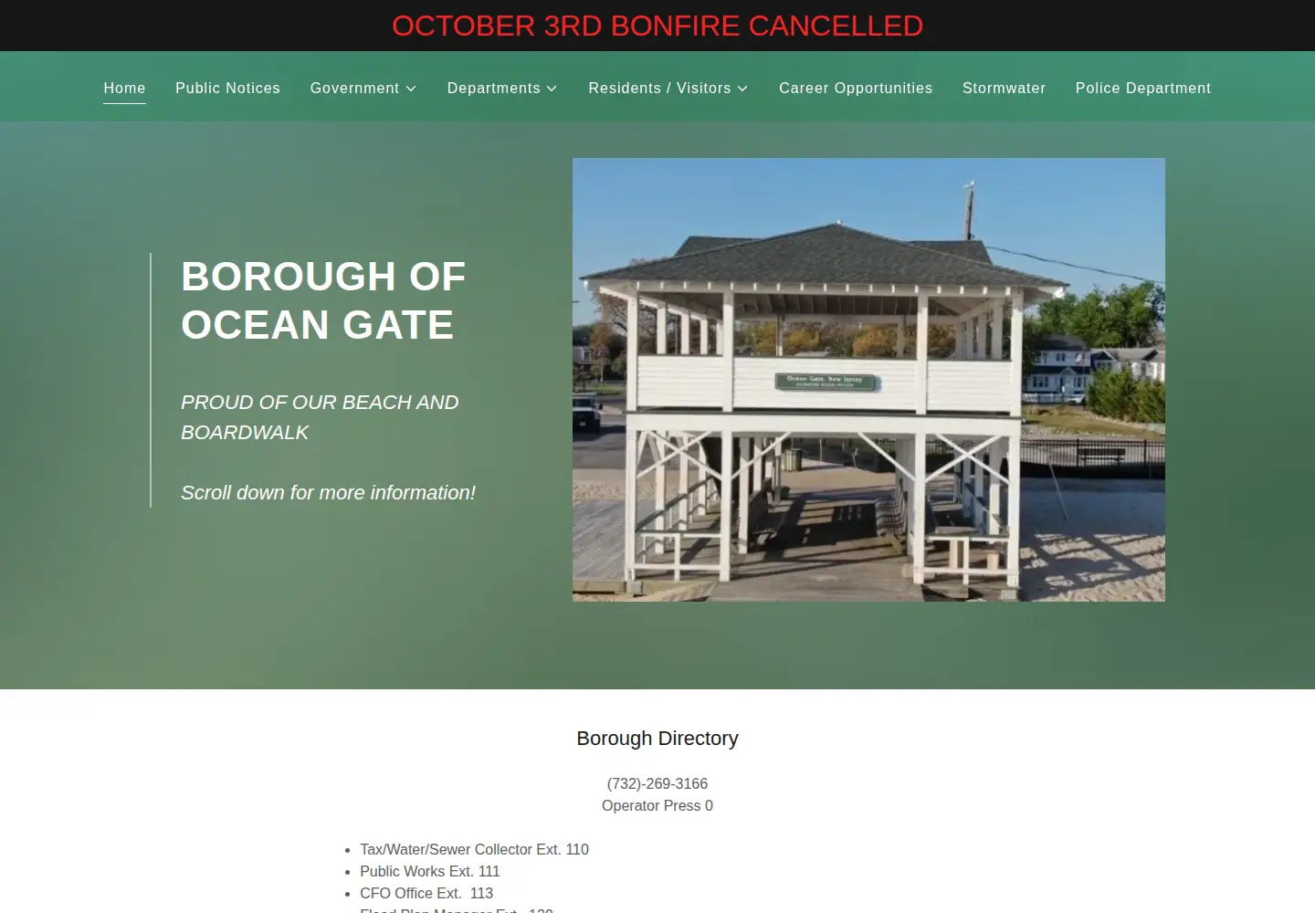 Captured homepage of oceangatenjgov.com in the current scan
