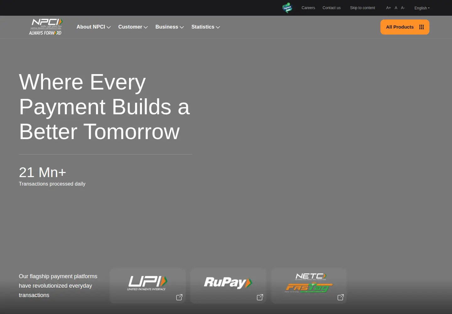 Screenshot of npci.org.in