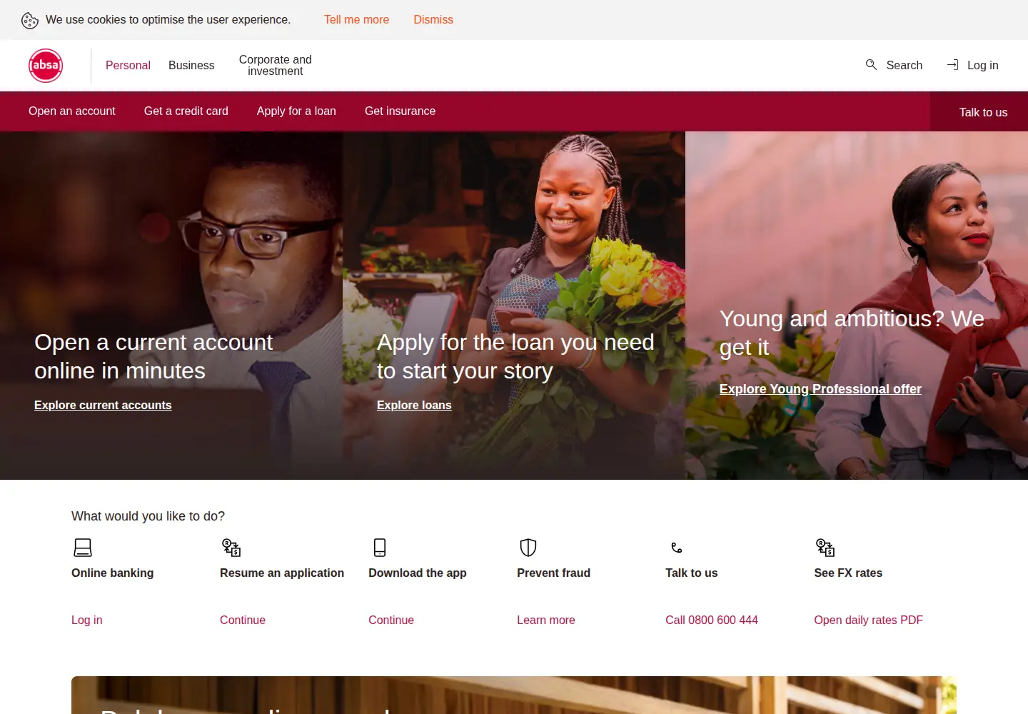 Screenshot of absa.co.bw