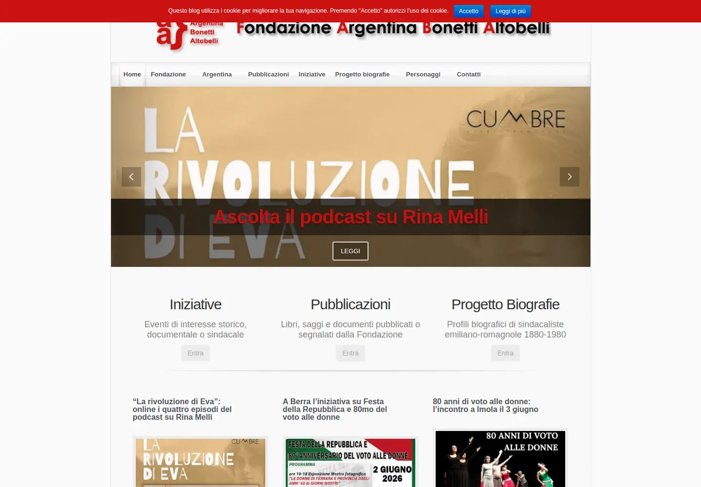 Captured homepage of fondazionealtobelli.it in the current scan