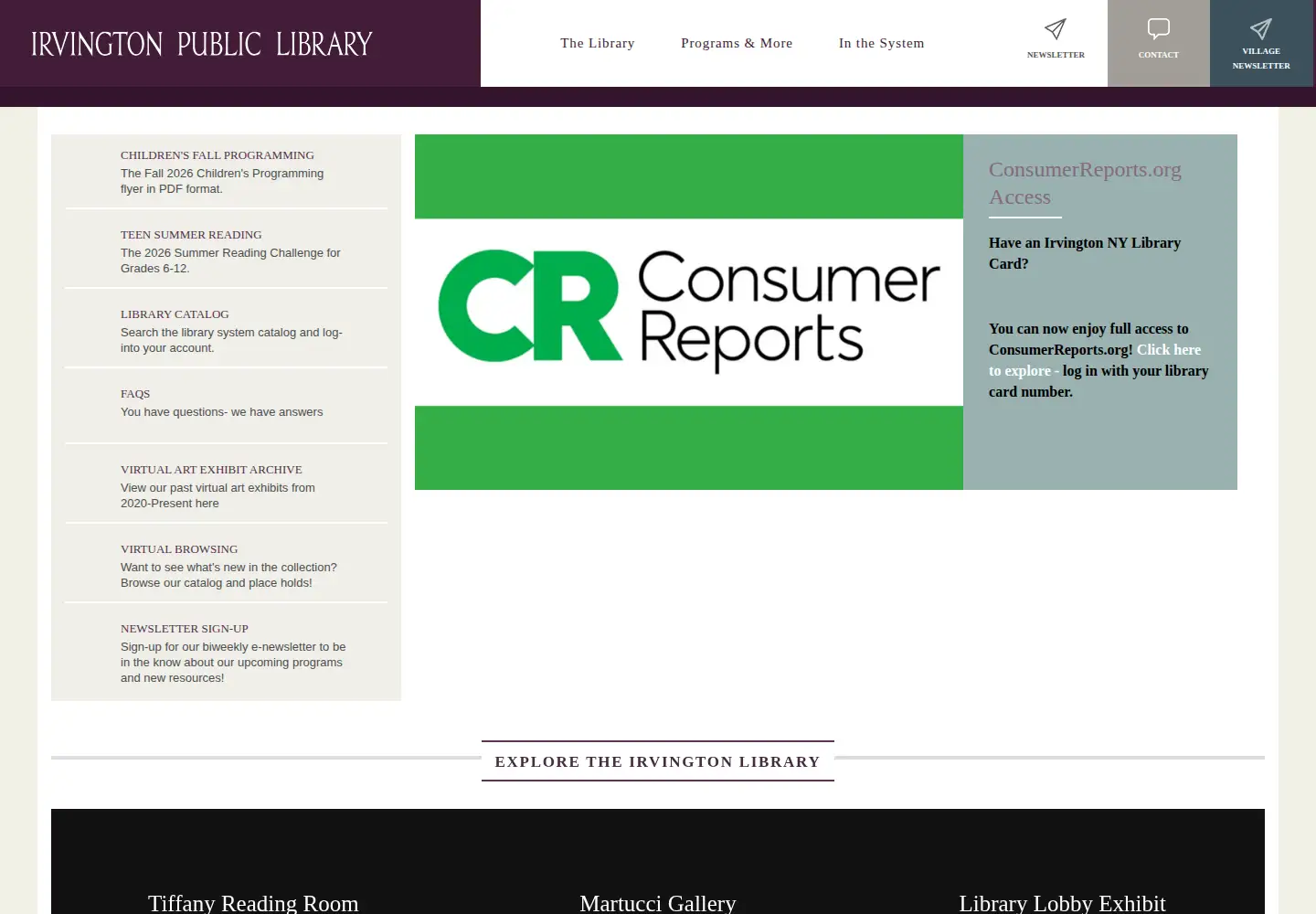 Screenshot of irvingtonlibrary.org