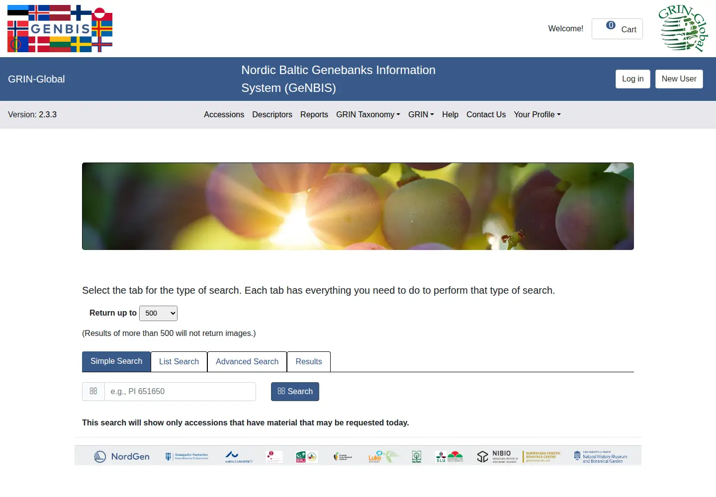 Captured homepage of nordic-baltic-genebanks.org in the current scan