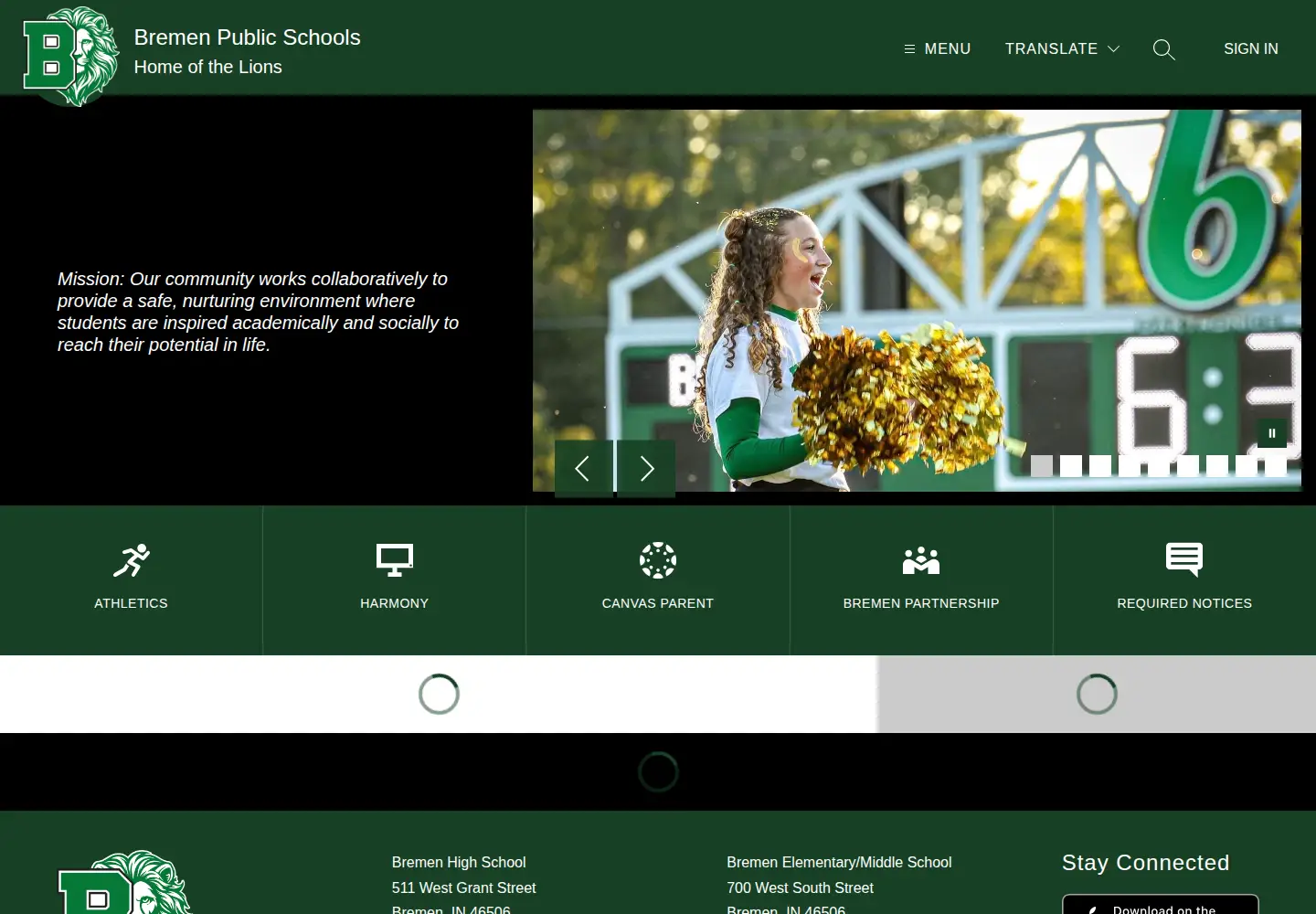 Captured homepage of bps.k12.in.us in the current scan