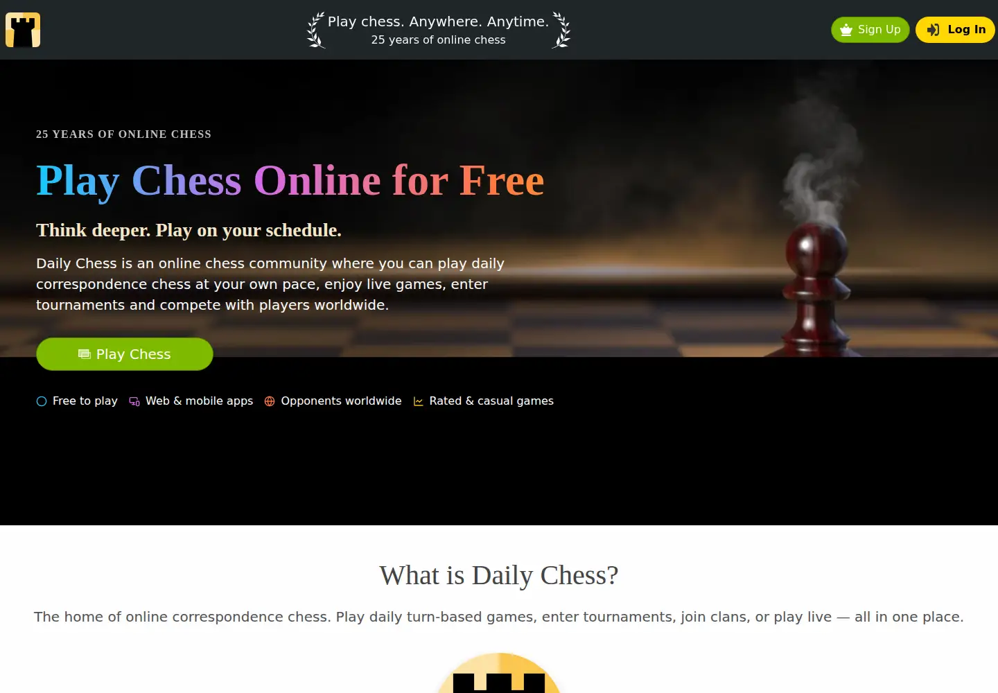 Captured homepage of dailychess.com in the current scan