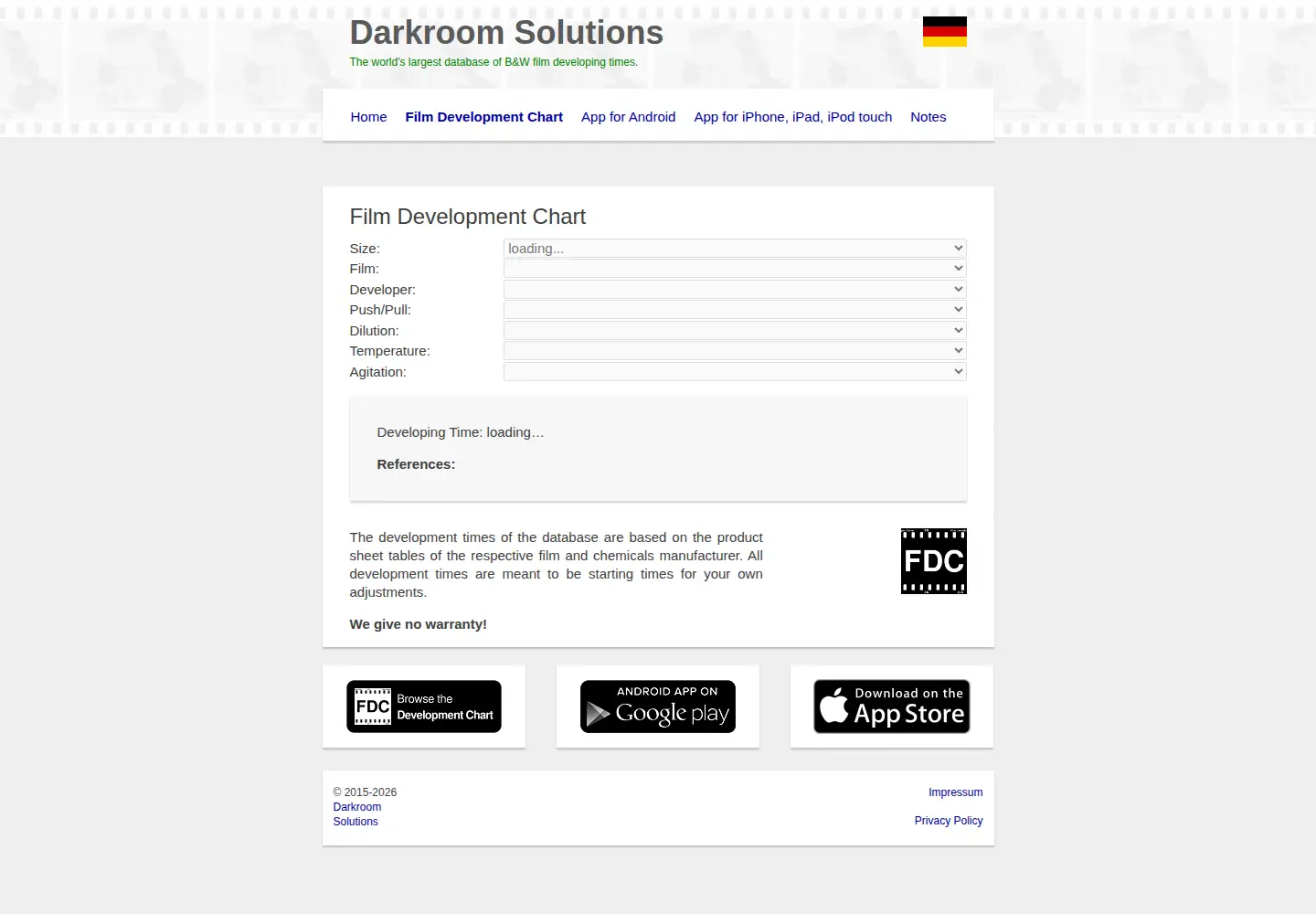Captured homepage of darkroom-solutions.com in the current scan