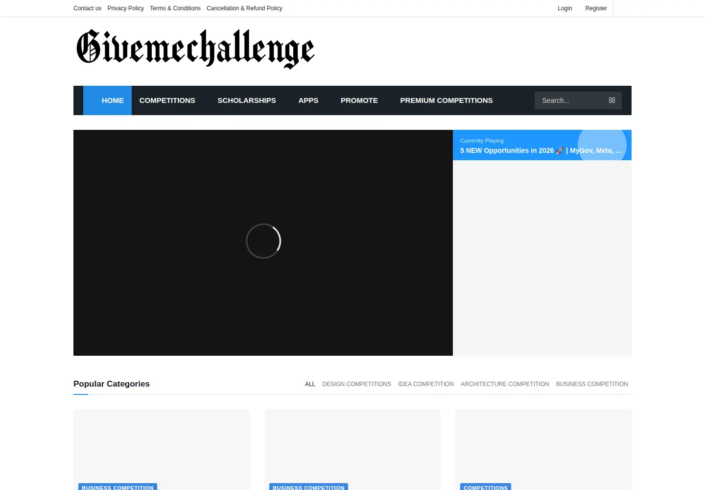 Screenshot of givemechallenge.com