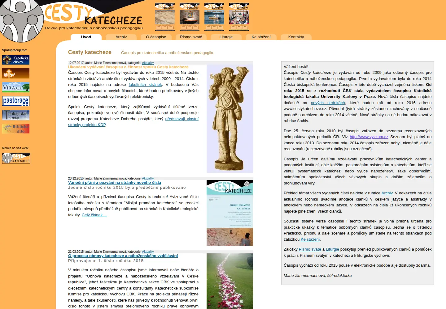 Captured homepage of cestykatecheze.cz in the current scan