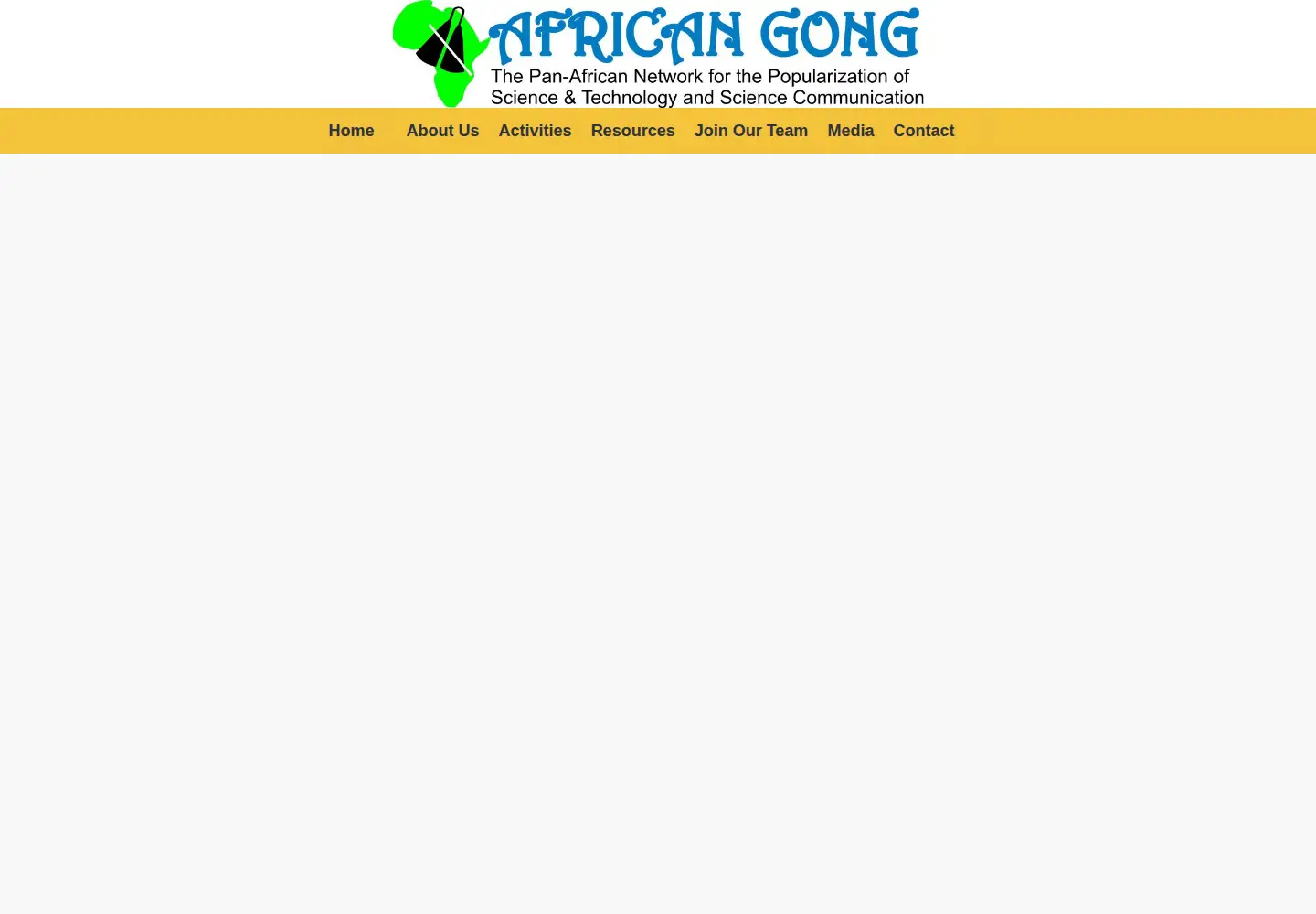 Captured homepage of africangong.org in the current scan