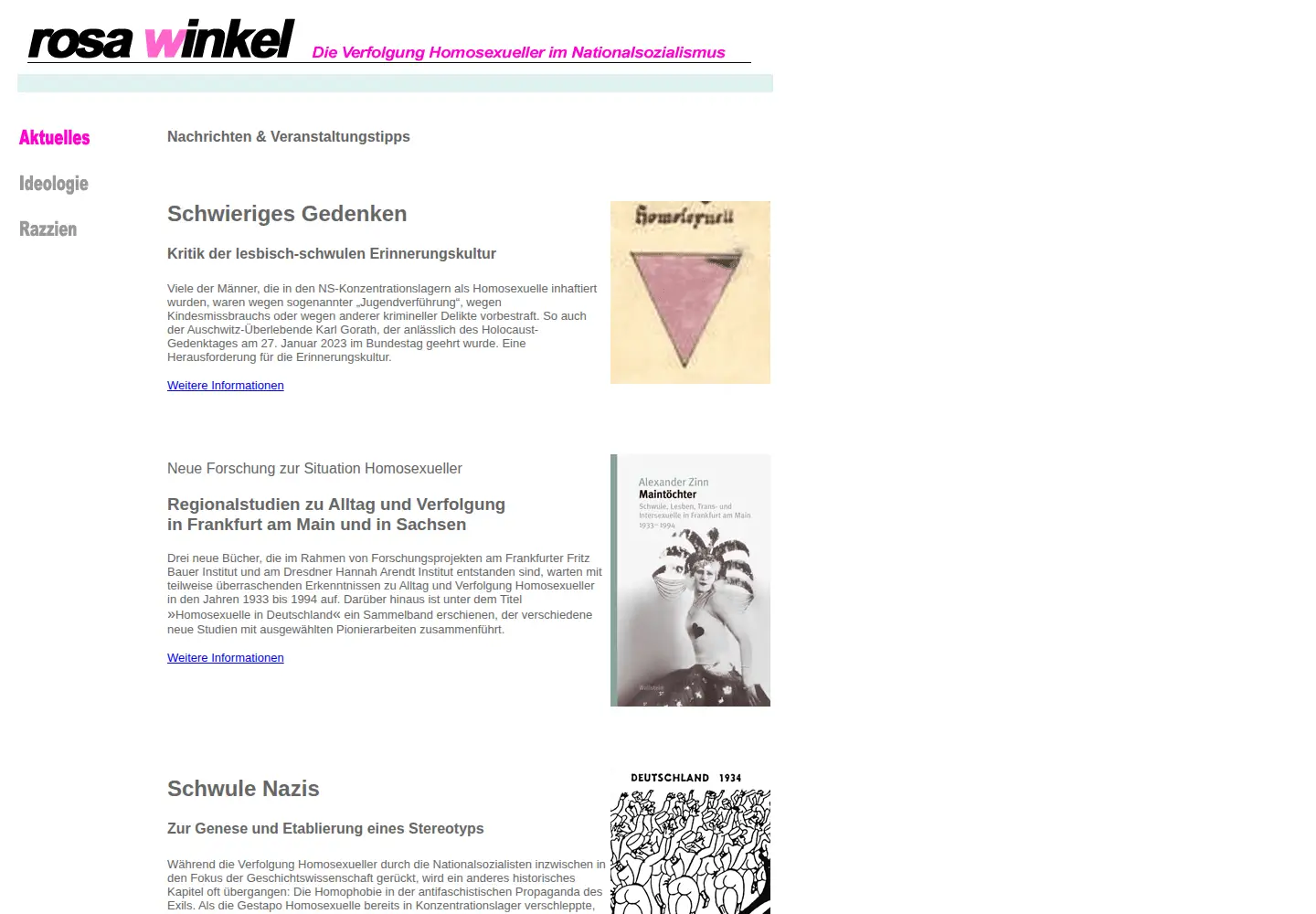 Captured homepage of rosa-winkel.de in the current scan