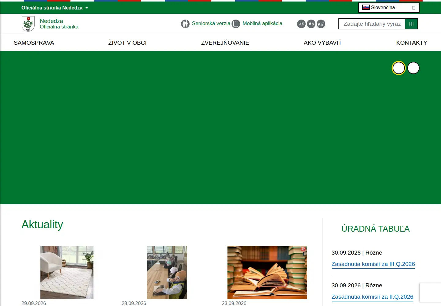 Captured homepage of nededza.eu in the current scan