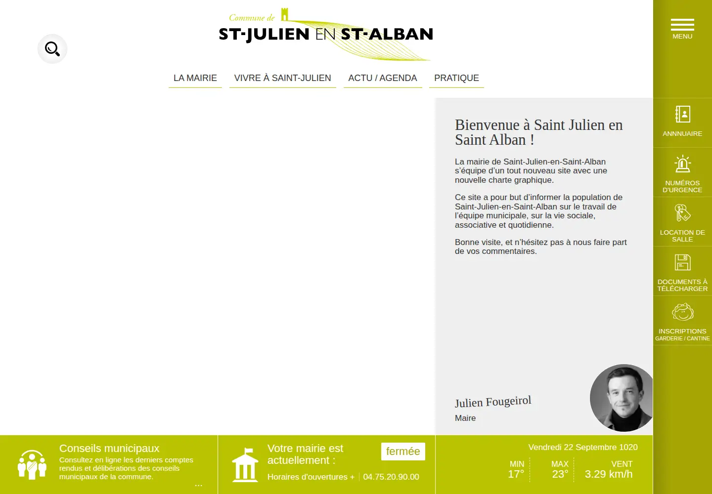 Captured homepage of saint-julien-en-saint-alban.fr in the current scan