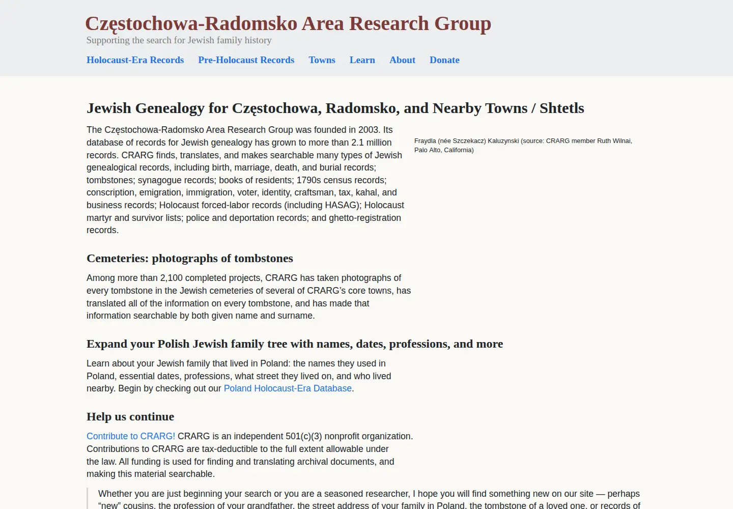 Captured homepage of crarg.org in the current scan