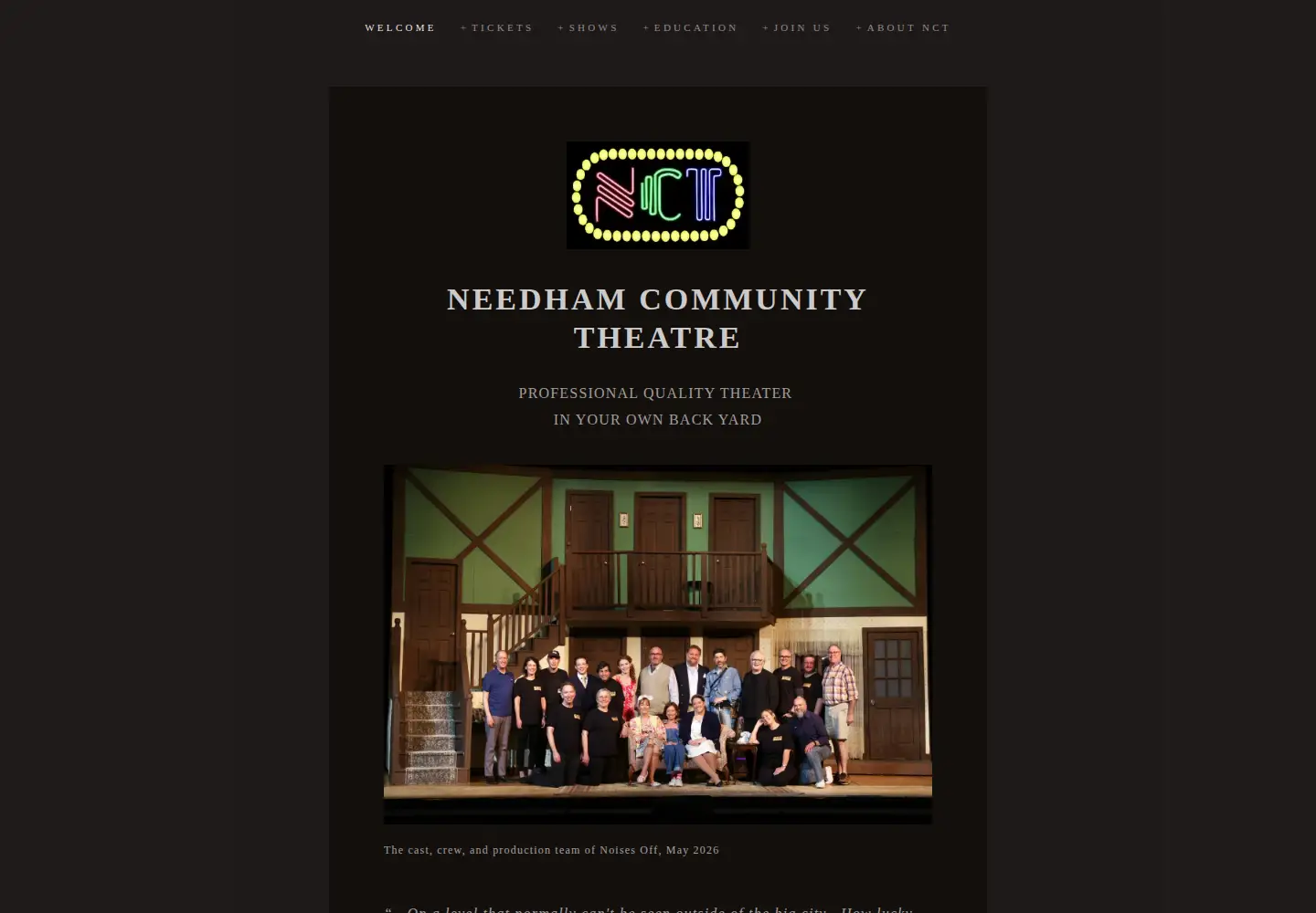 Screenshot of needhamtheatre.org