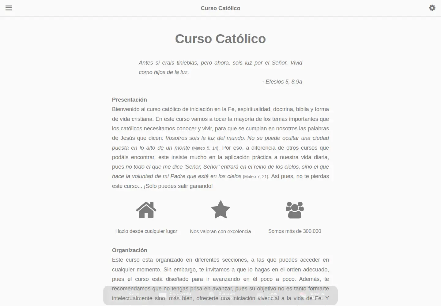 Captured homepage of cursocatolico.com in the current scan