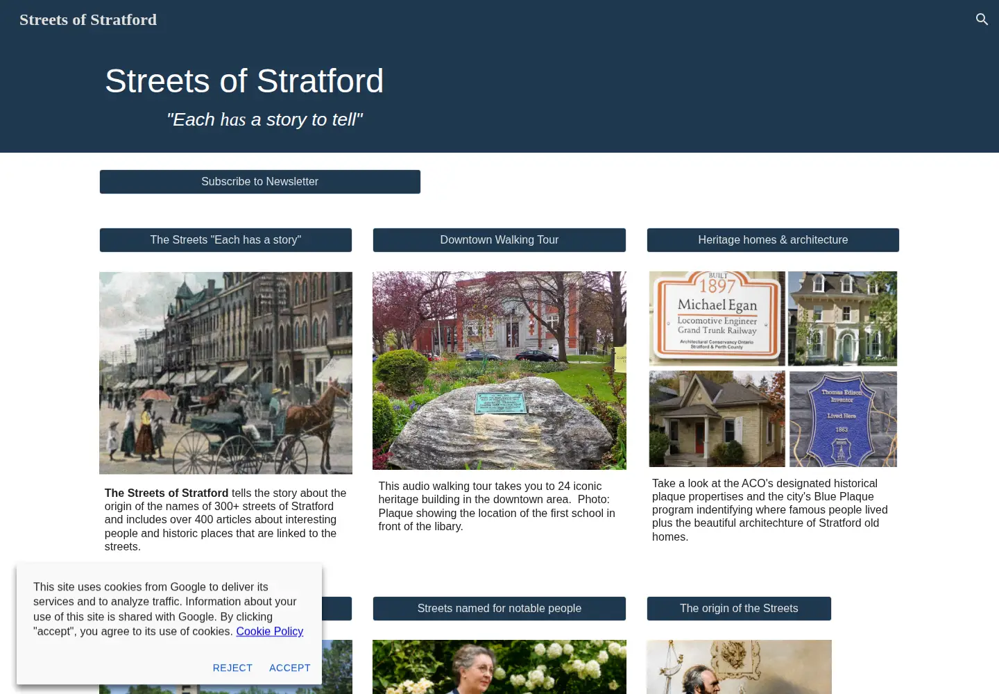 Screenshot of streetsofstratford.ca