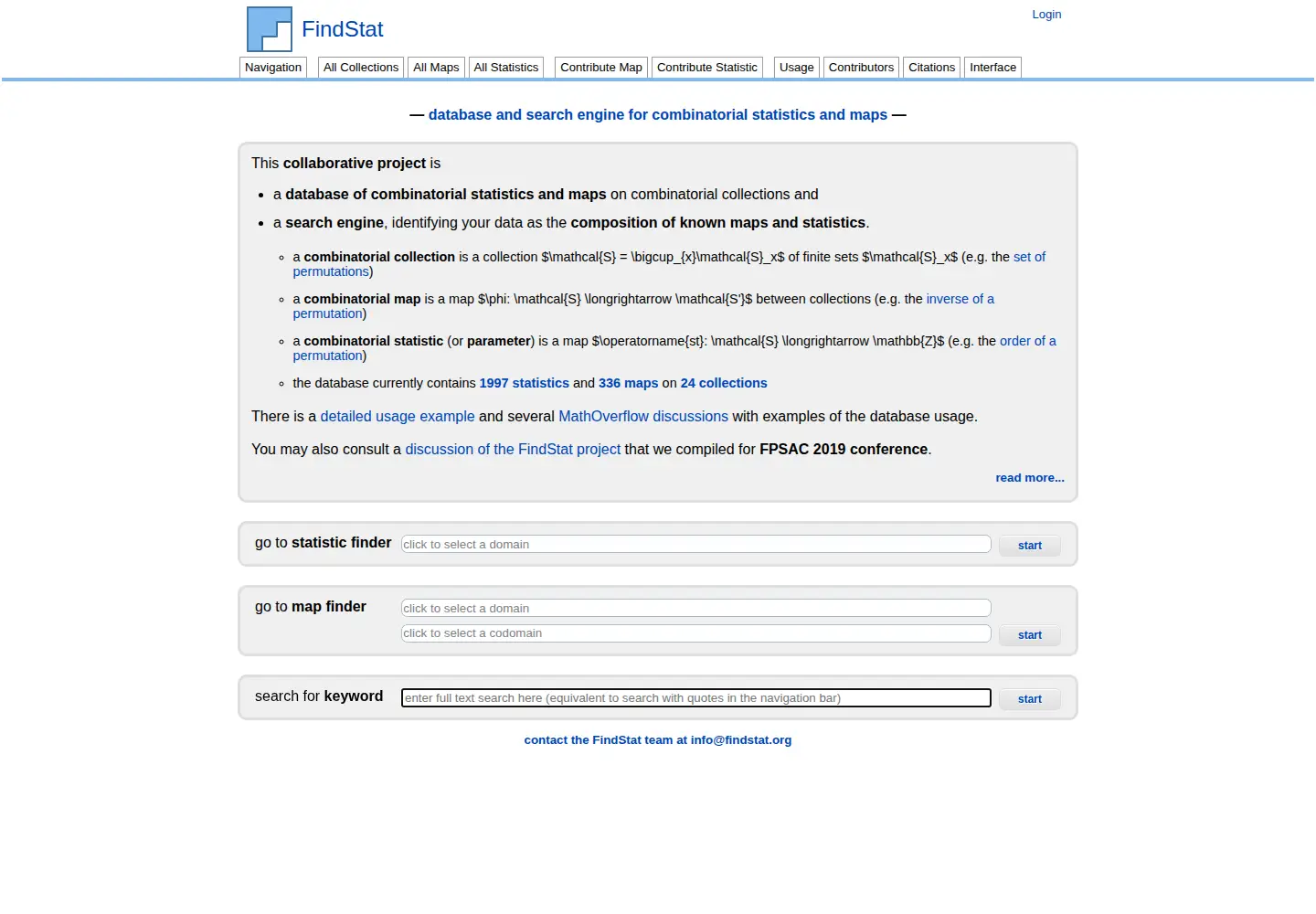 Screenshot of findstat.org