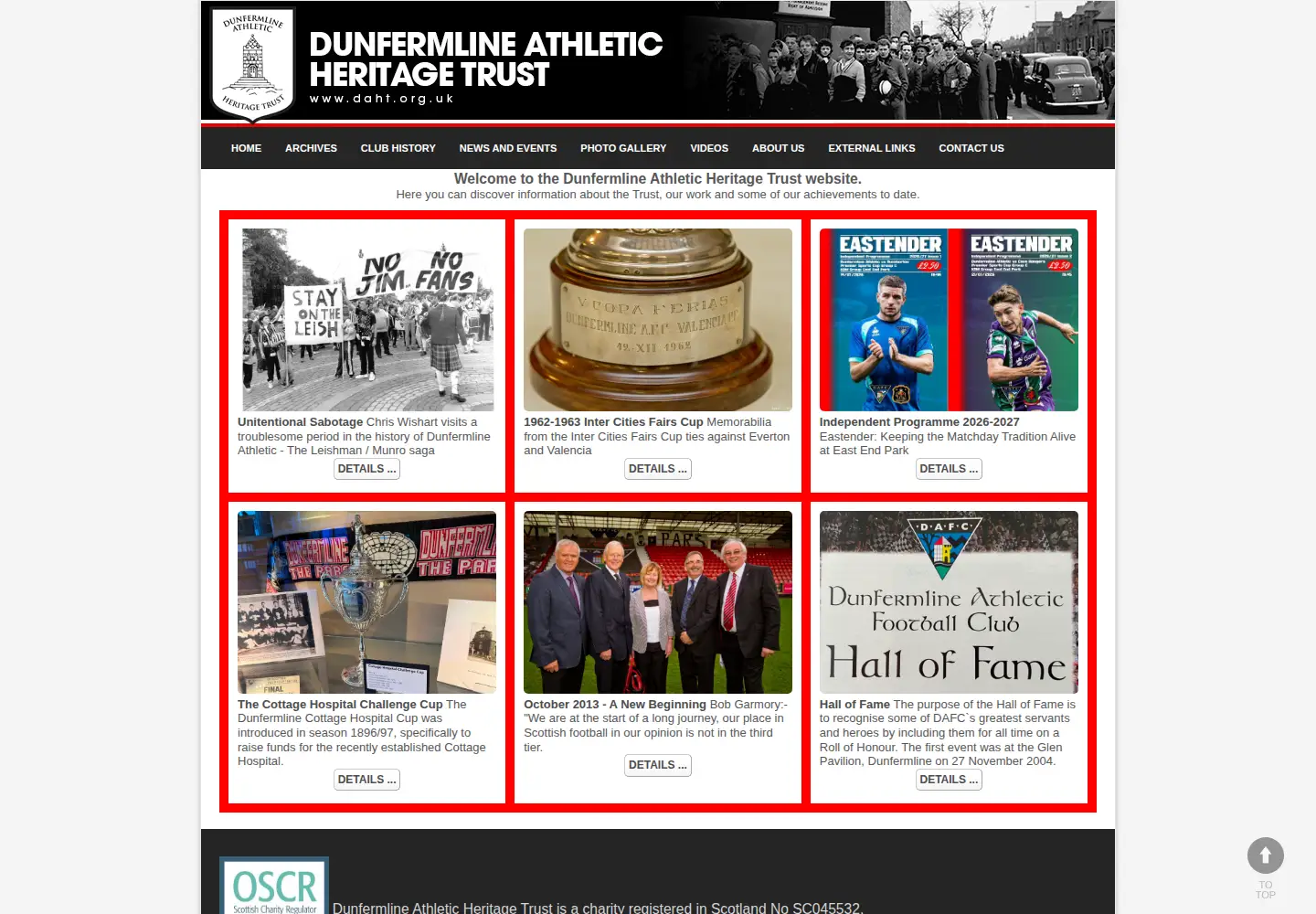 Screenshot of daht.org.uk