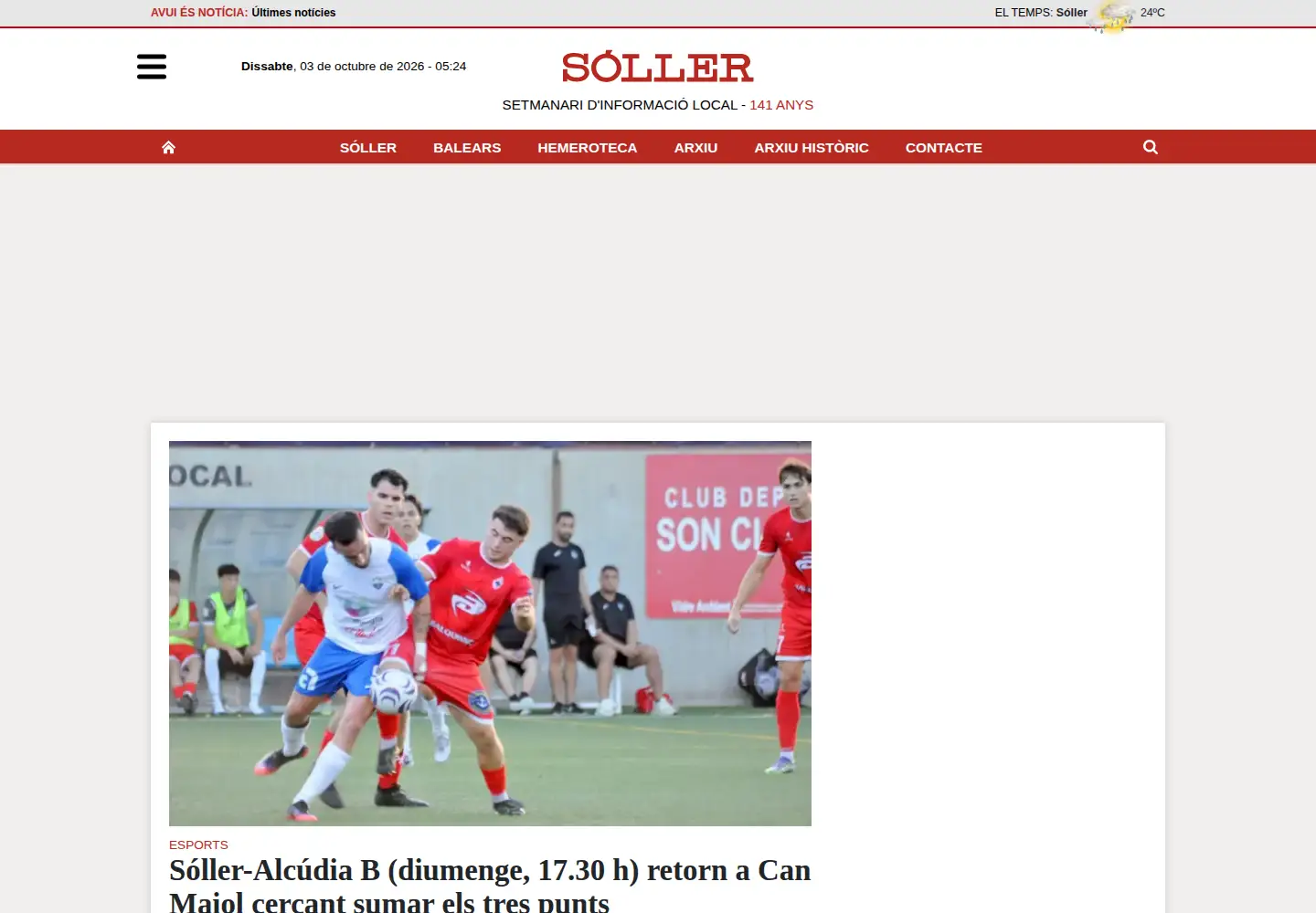 Captured homepage of elsoller.cat in the current scan