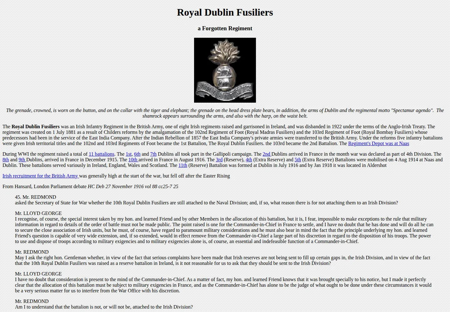 Screenshot of dublin-fusiliers.com